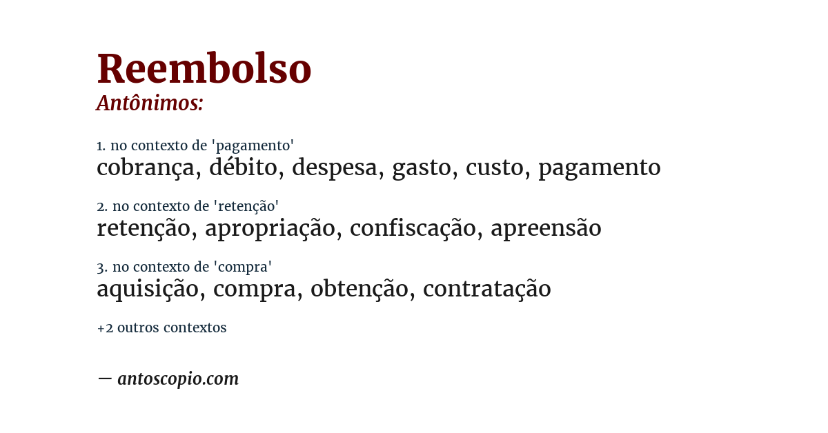 Antônimo de reembolso