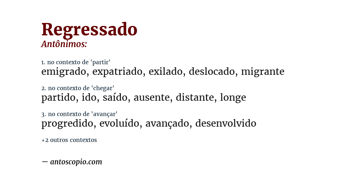 Antônimo de regressado