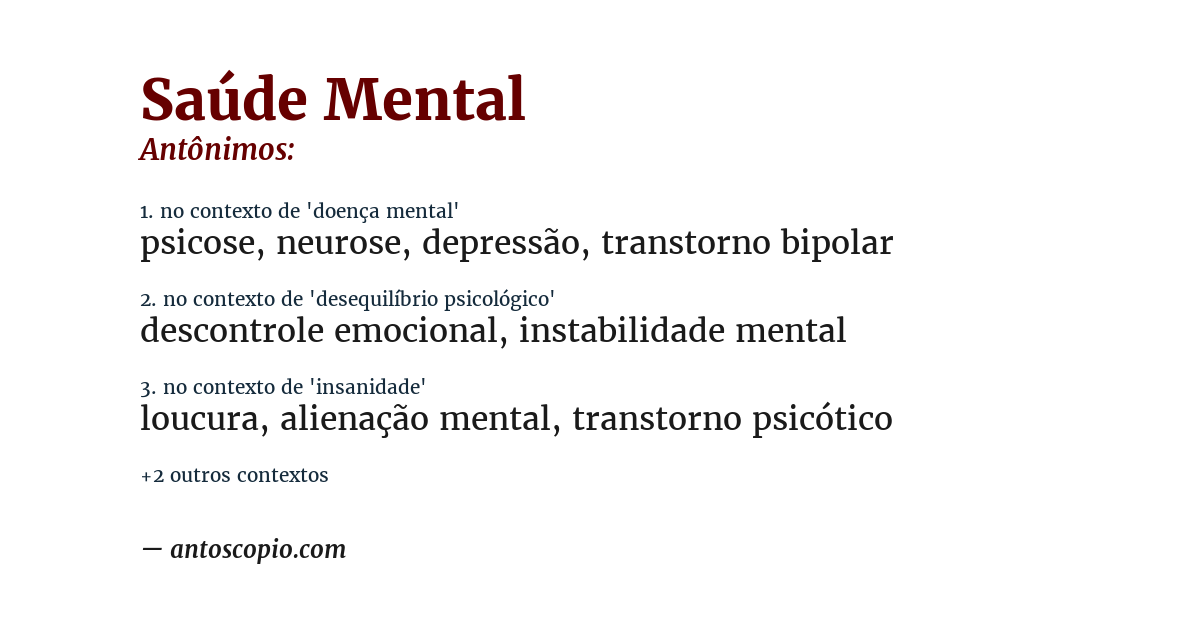 Antônimo de saúde mental