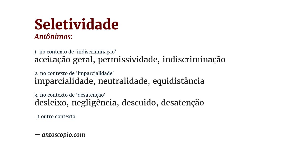 Antônimo de seletividade