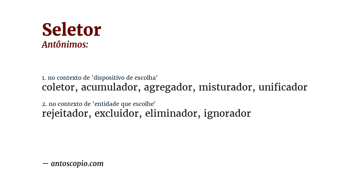 Antônimo de seletor