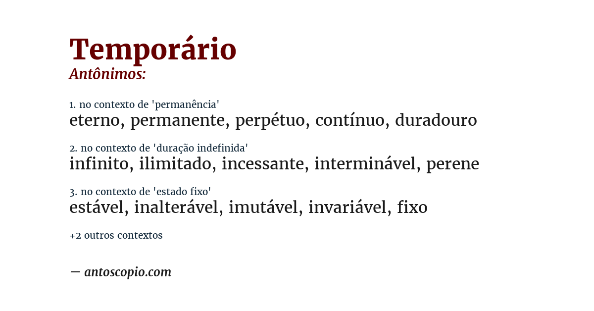 Antônimo de temporário