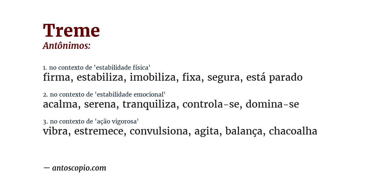 Antônimo de treme