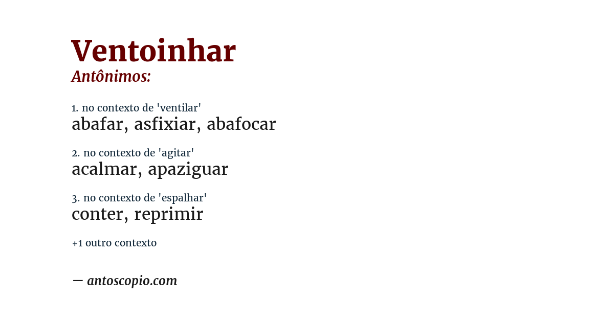 Antônimo de ventoinhar