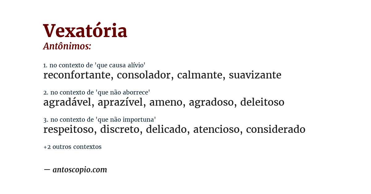 Antônimo de vexatória