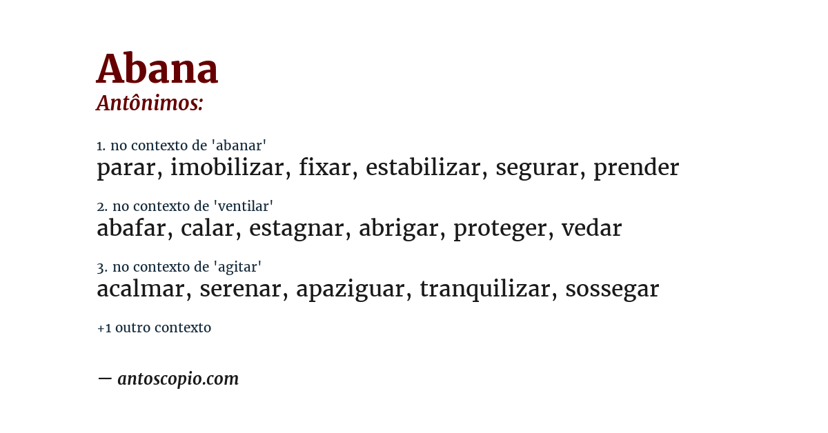 Antônimo de abana