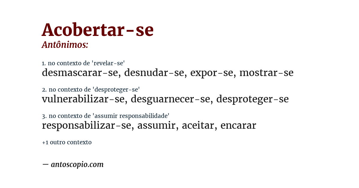 Antônimo de acobertar-se