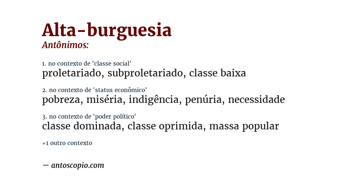 Antônimo de alta-burguesia