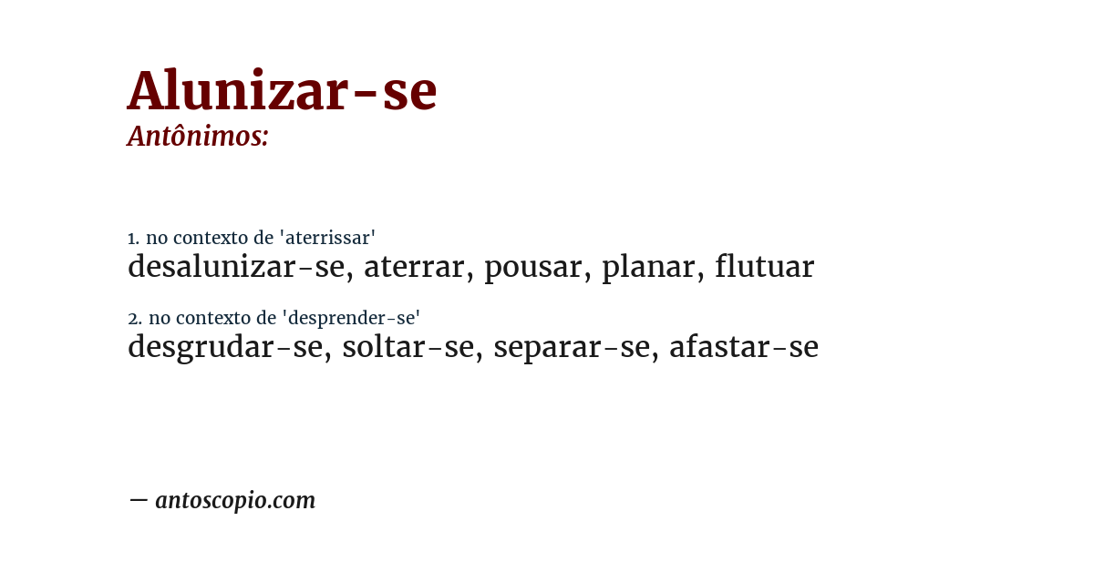Antônimo de alunizar-se