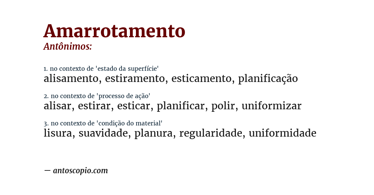 Antônimo de amarrotamento