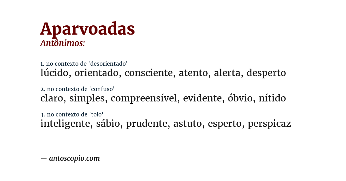 Antônimo de aparvoadas