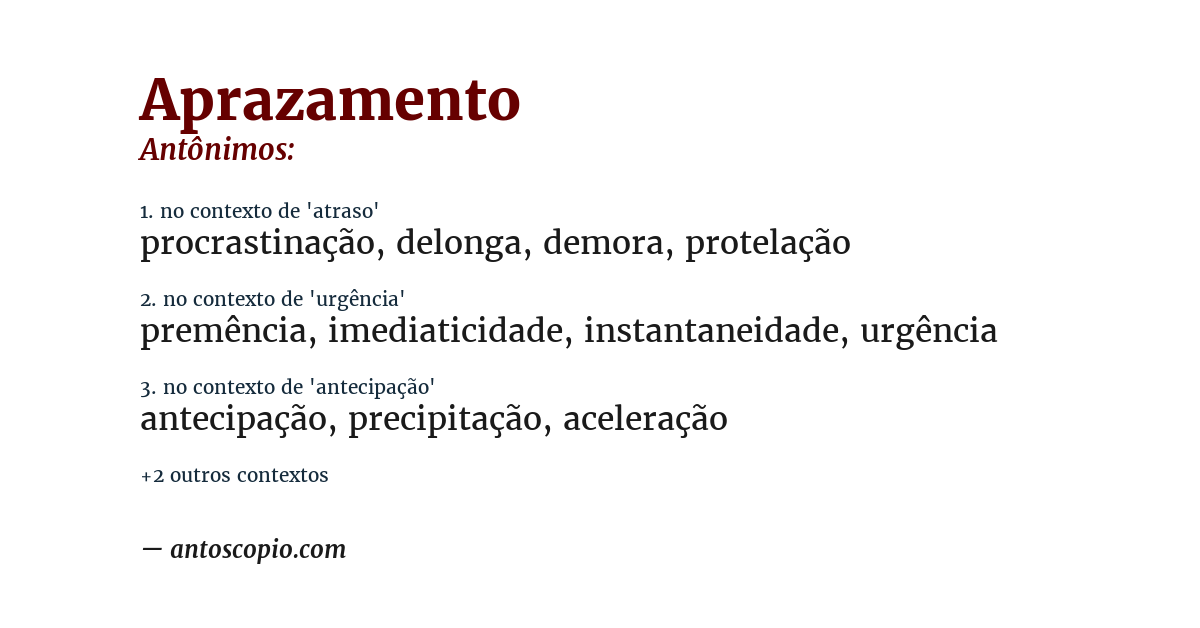 Antônimo de aprazamento