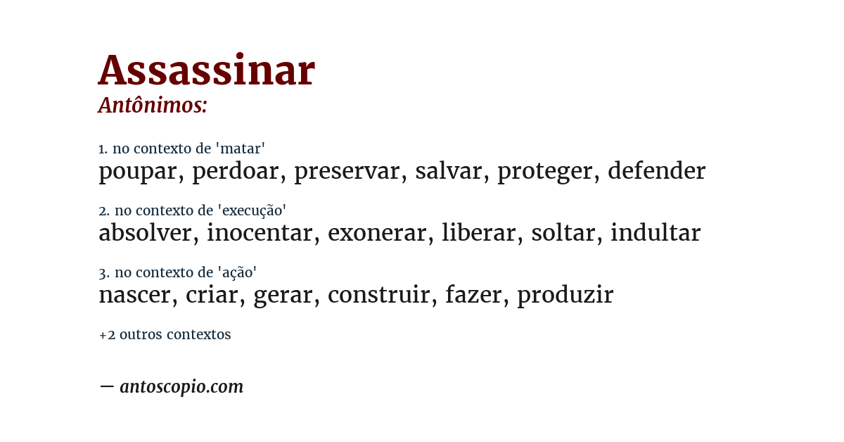 Antônimo de assassinar