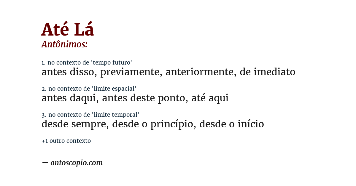 Antônimo de até lá