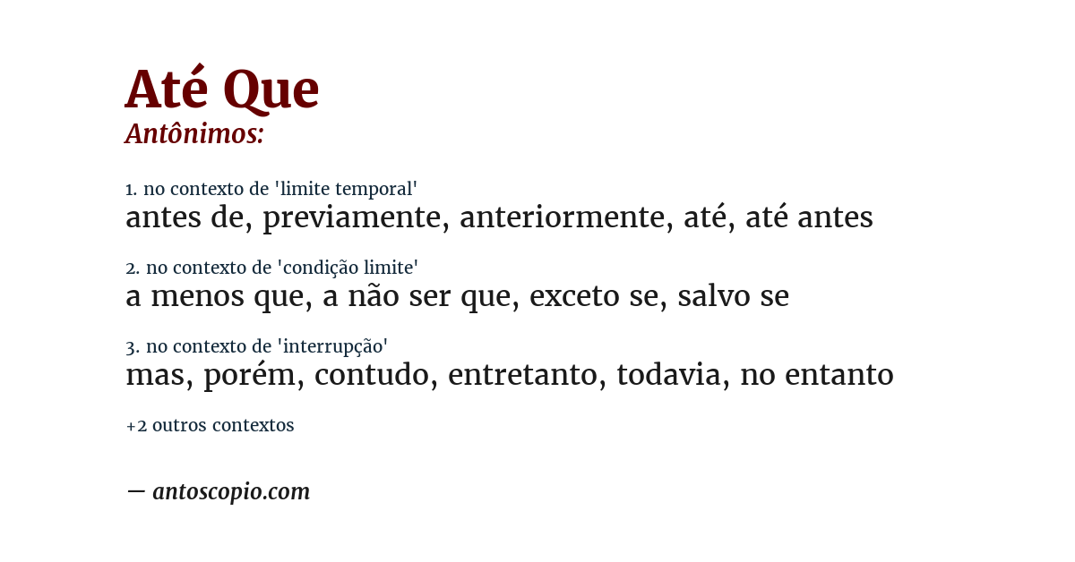 Antônimo de até que