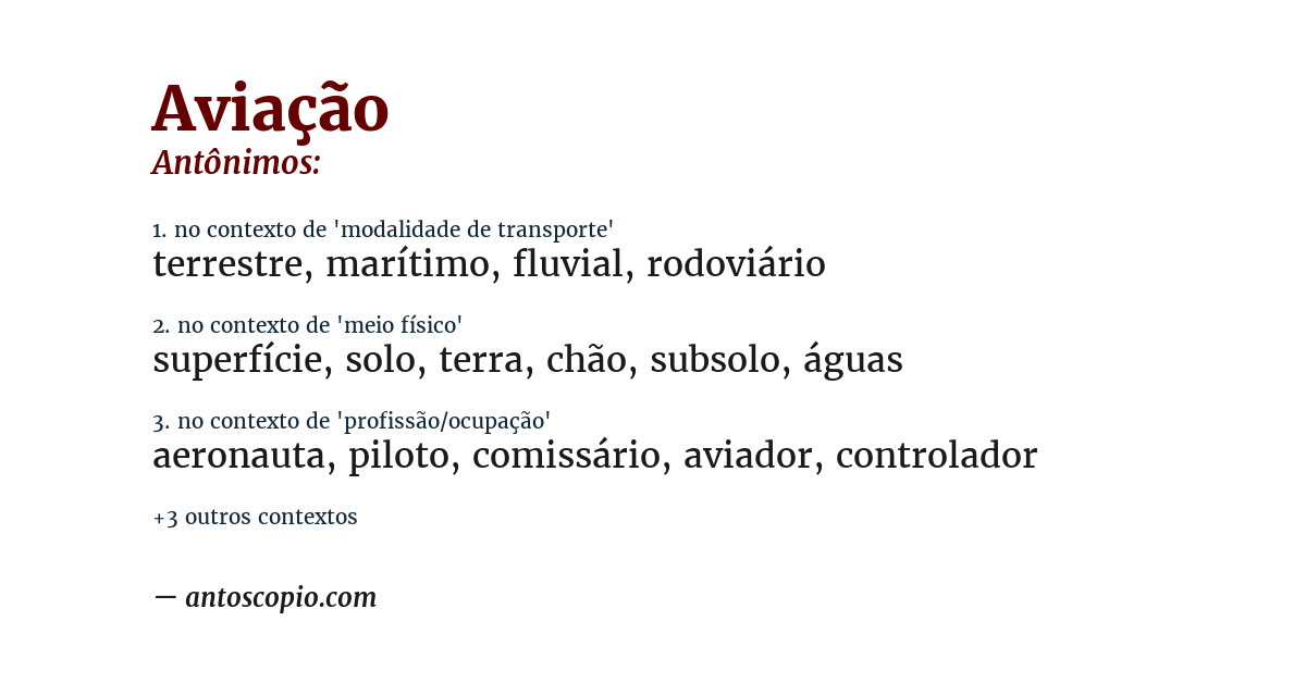 Antônimo de aviação