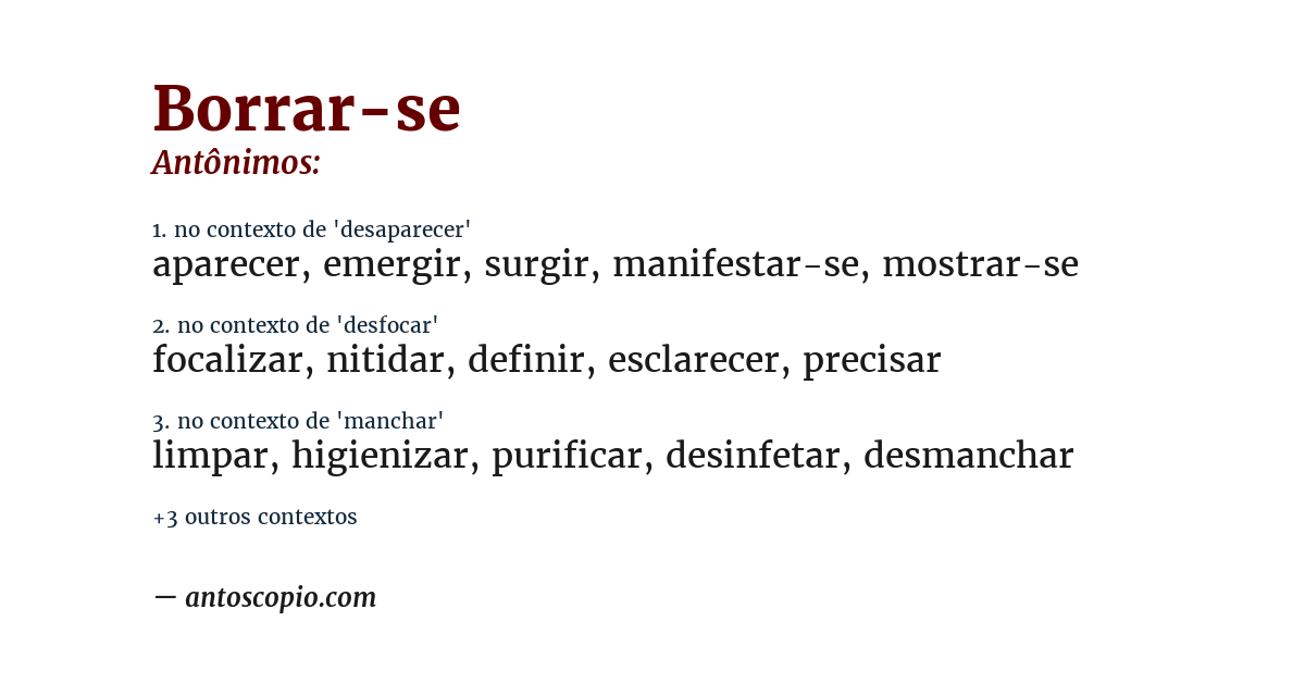 Antônimo de borrar-se