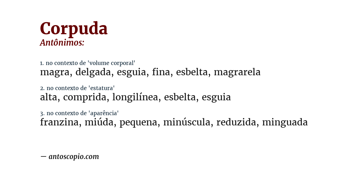 Antônimo de corpuda