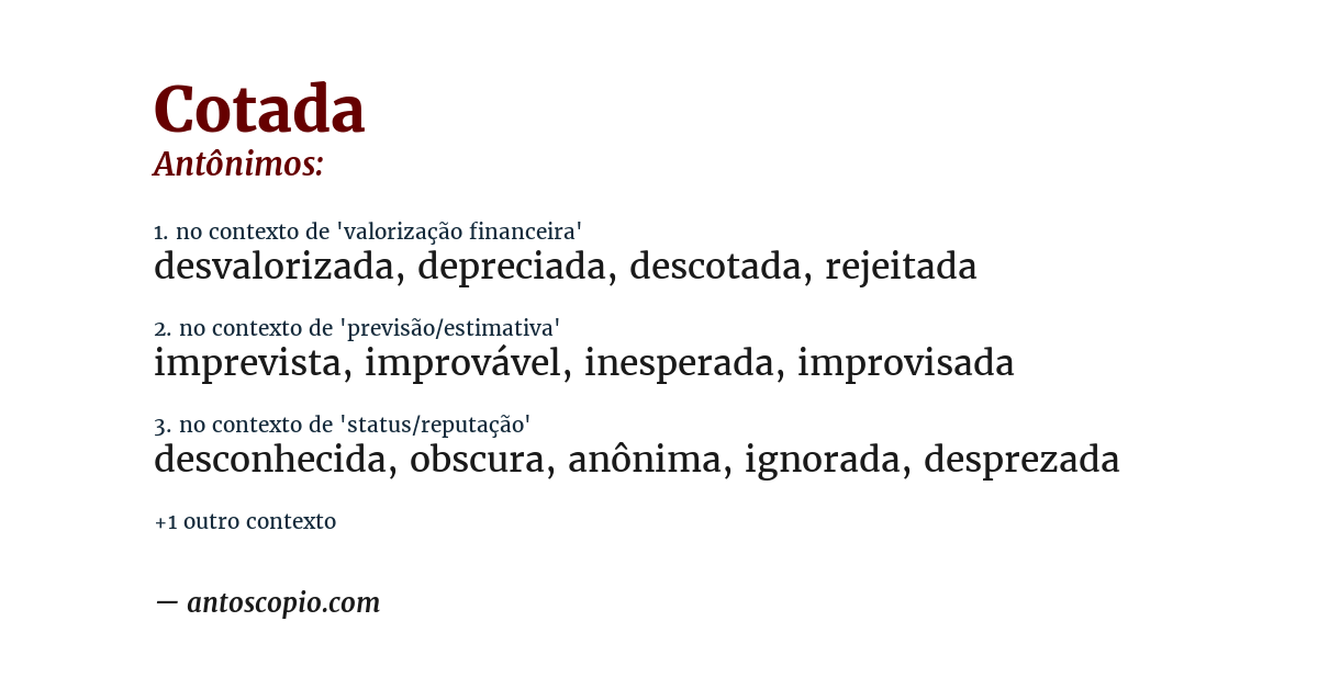 Antônimo de cotada