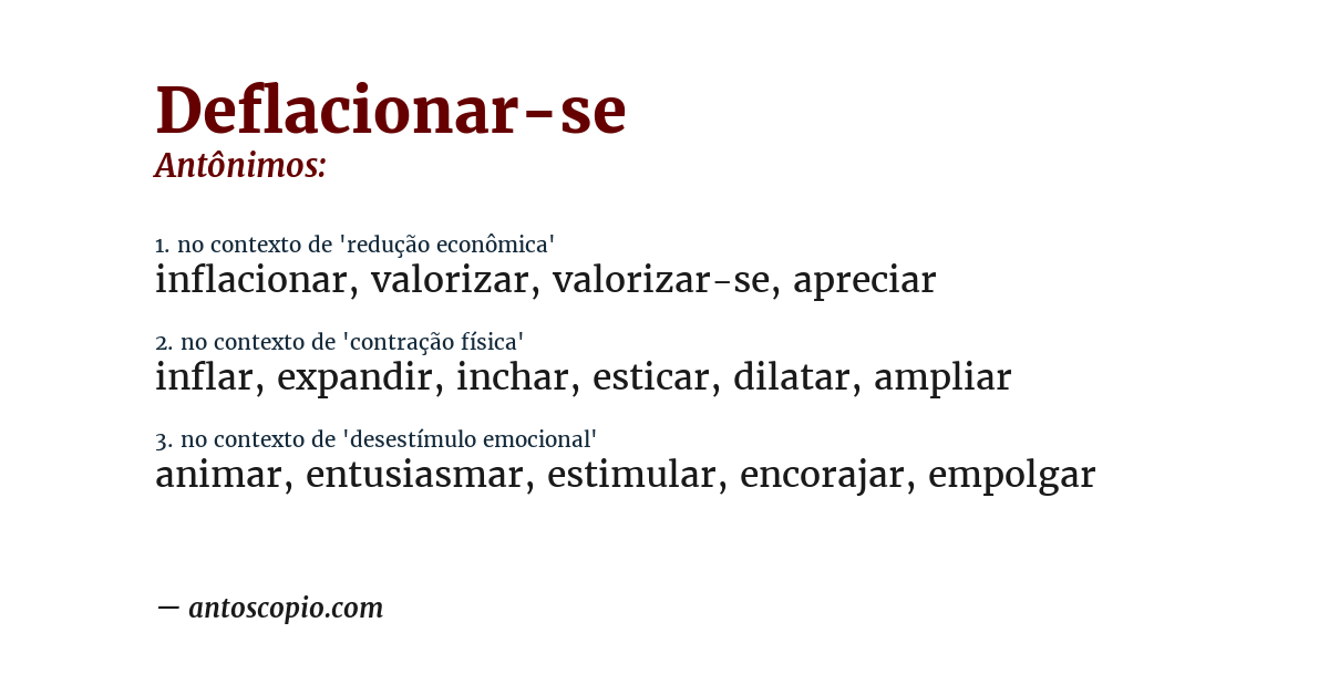 Antônimo de deflacionar-se