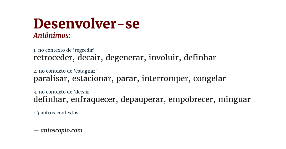 Antônimo de desenvolver-se