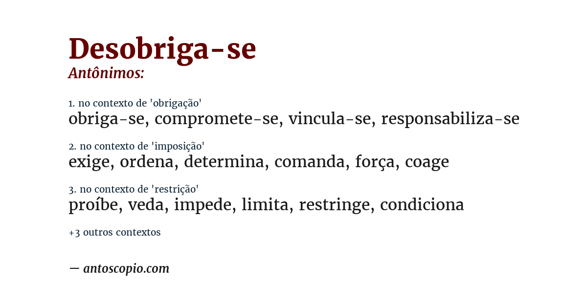 Antônimo de desobriga-se