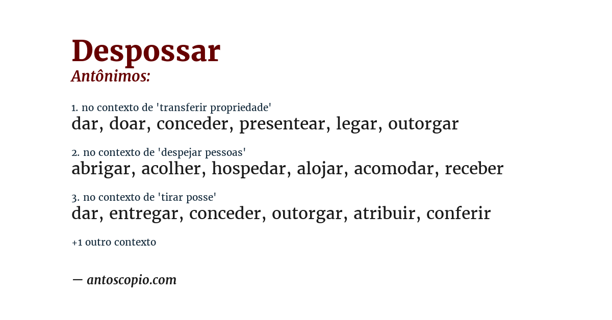 Antônimo de despossar