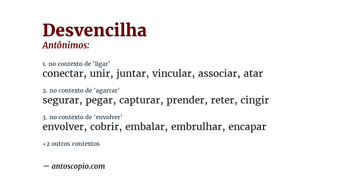 Antônimo de desvencilha