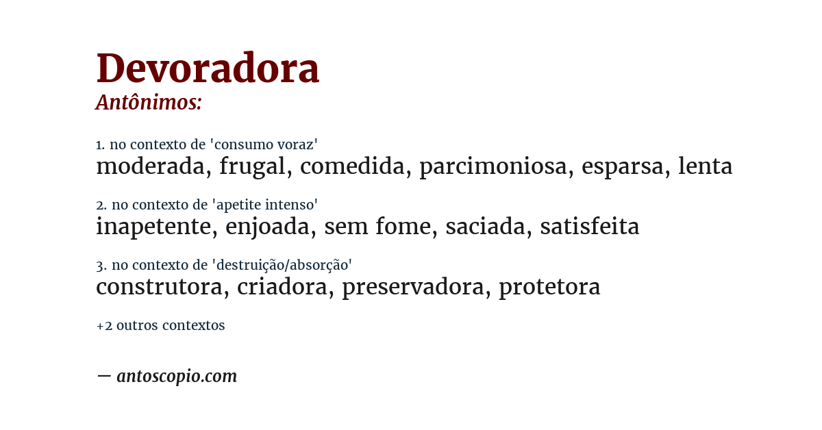 Antônimo de devoradora