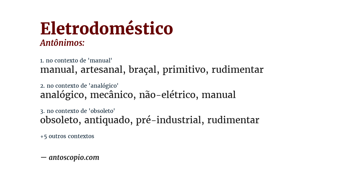 Antônimo de eletrodoméstico