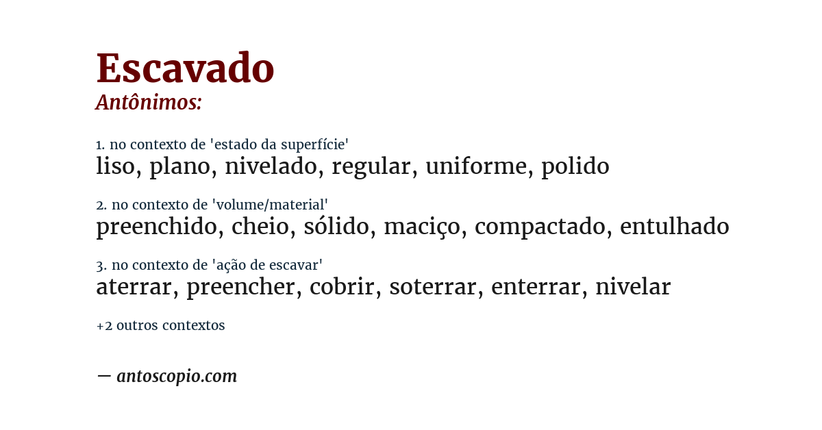 Antônimo de escavado