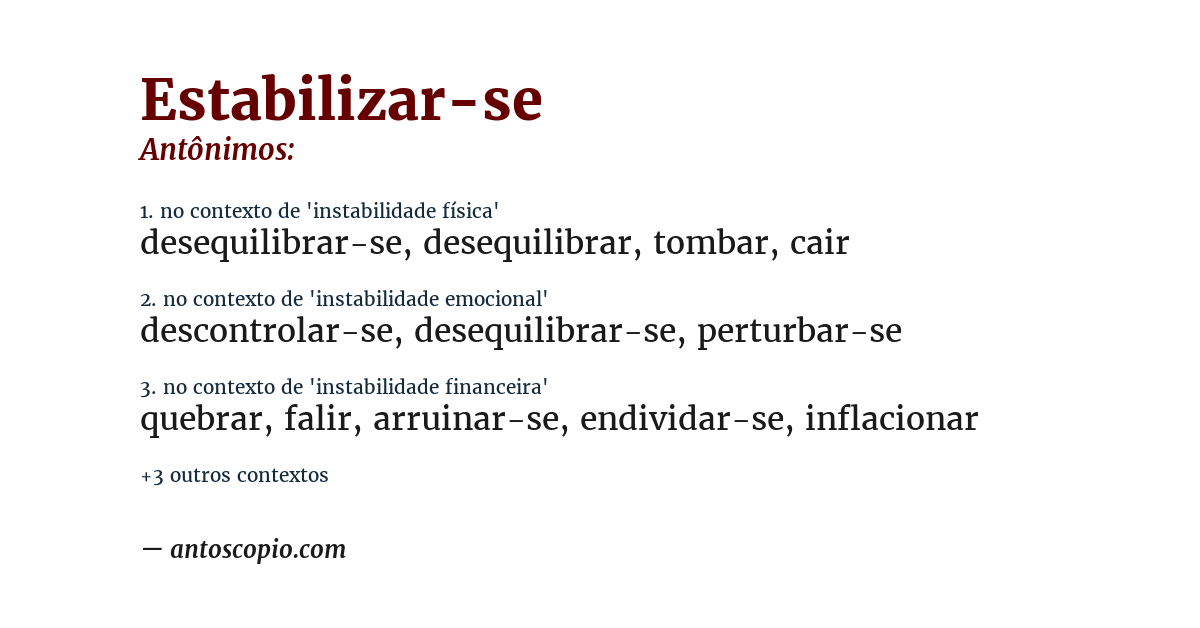Antônimo de estabilizar-se