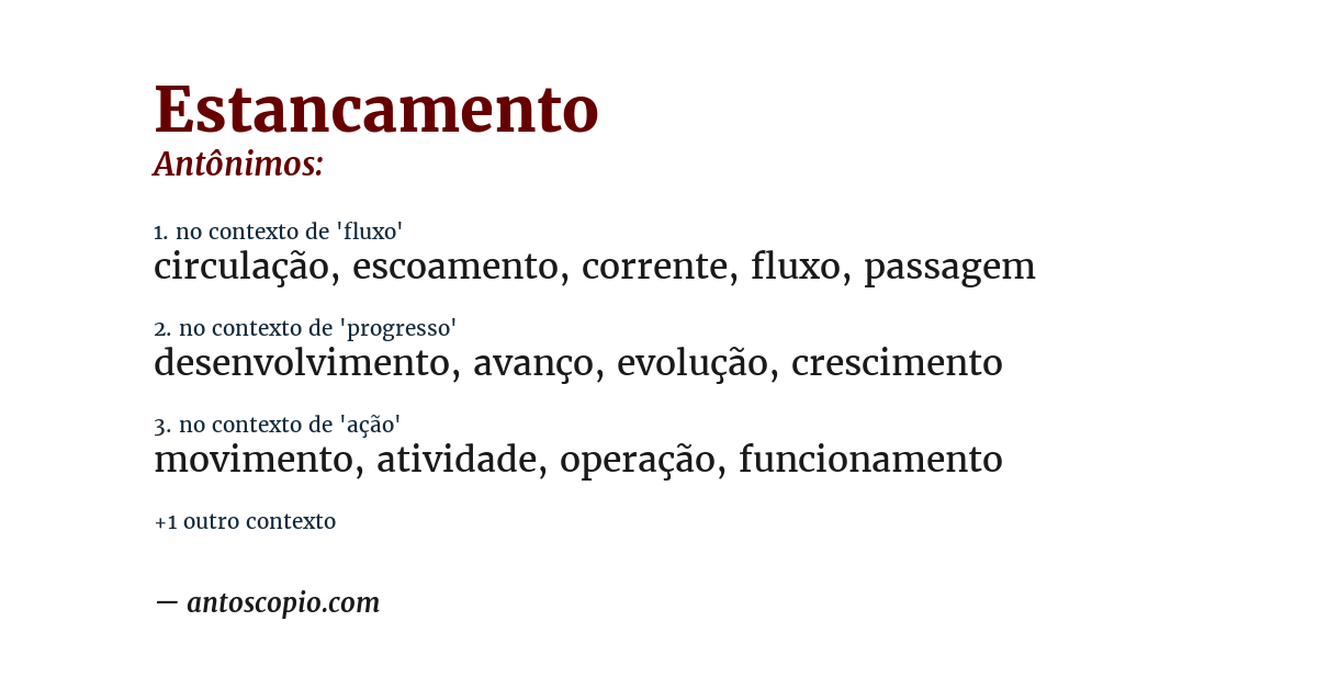 Antônimo de estancamento