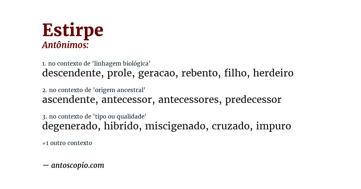 Antônimo de estirpe