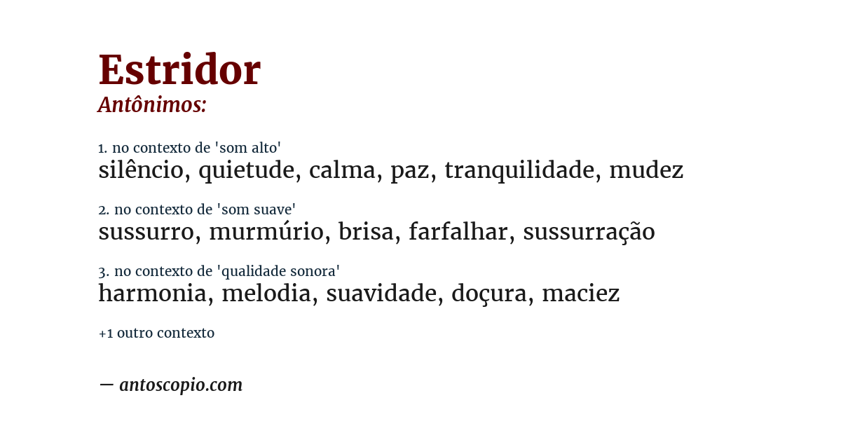 Antônimo de estridor