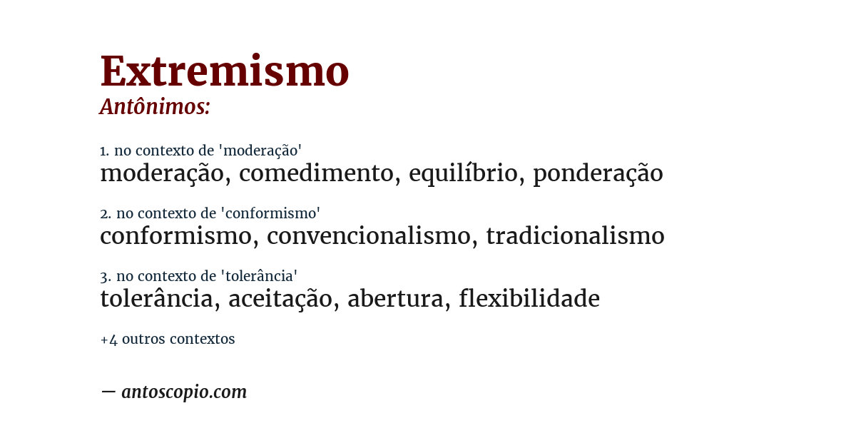 Antônimo de extremismo