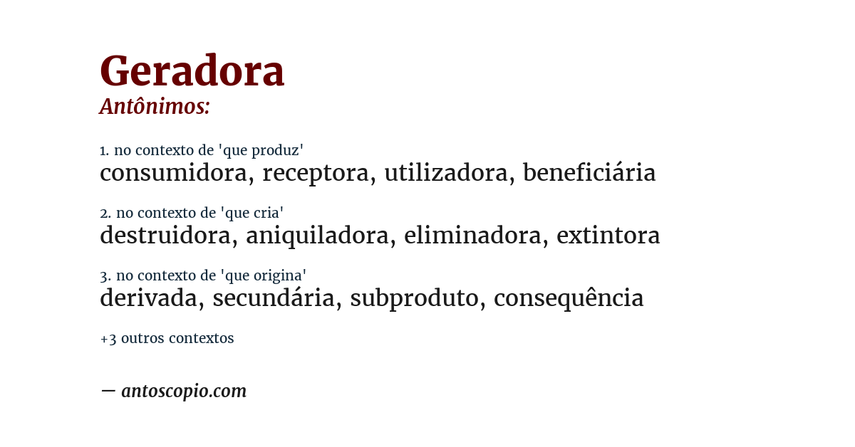 Antônimo de geradora