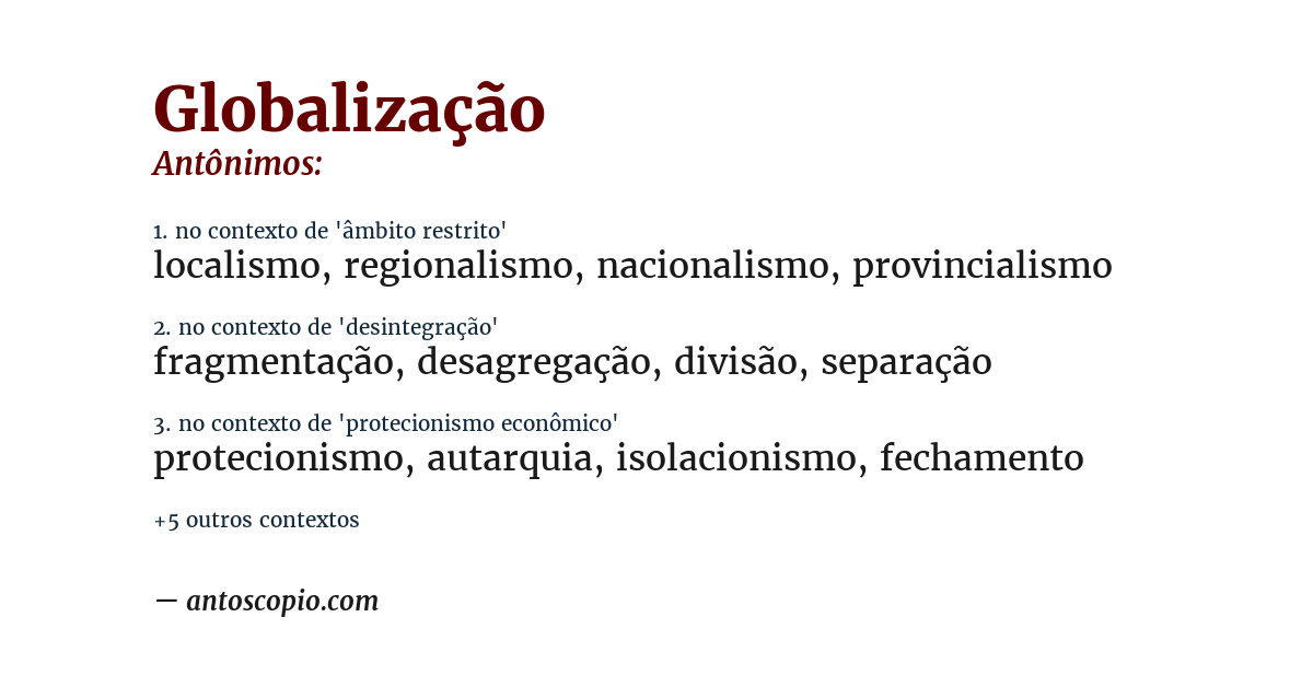 Antônimo de globalização