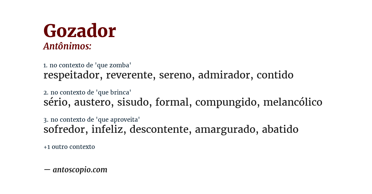 Antônimo de gozador