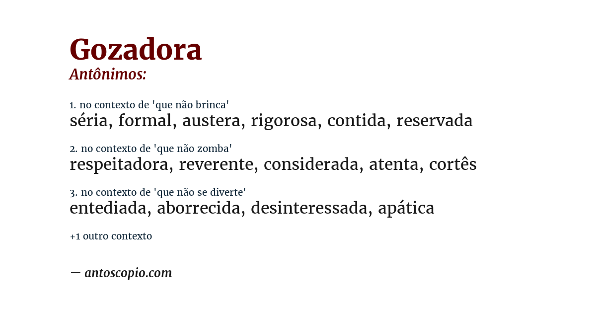 Antônimo de gozadora