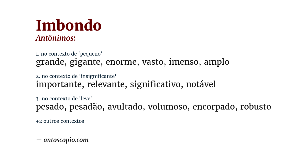 Antônimo de imbondo