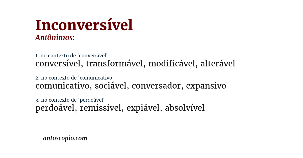 Antônimo de inconversível