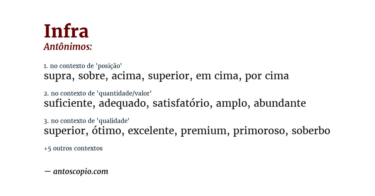 Antônimo de infra