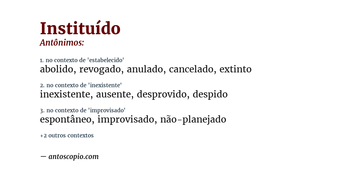 Antônimo de instituído