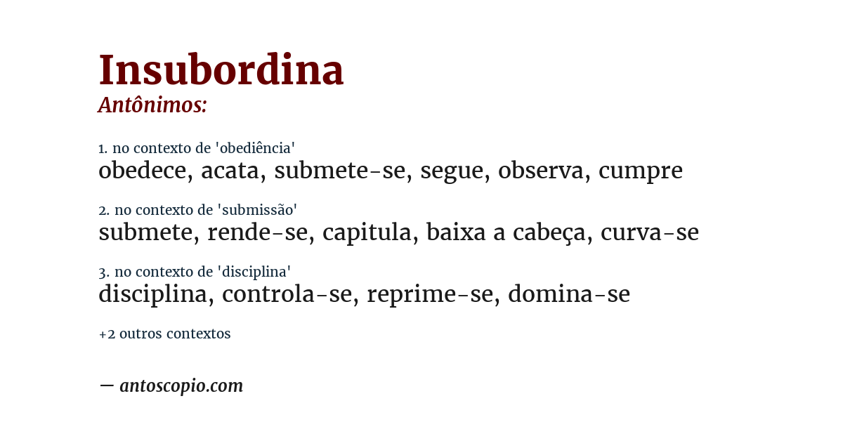 Antônimo de insubordina