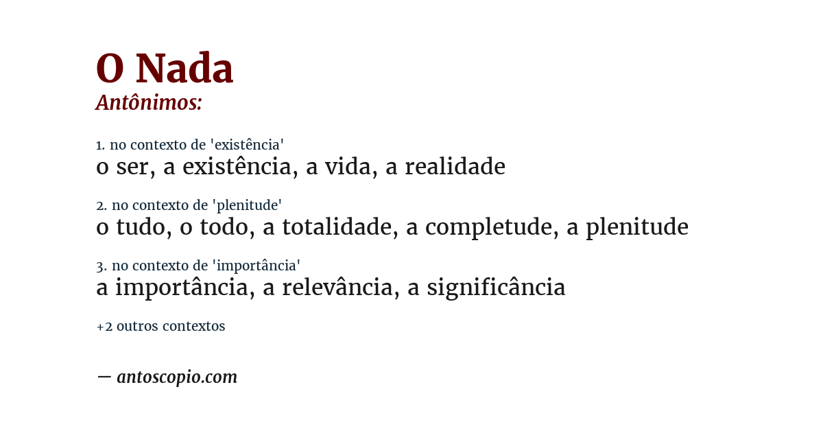 Antônimo de o nada