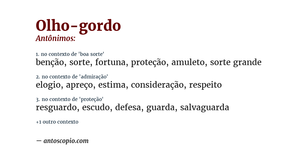 Antônimo de olho-gordo