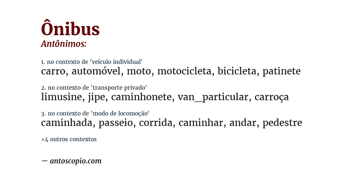 Antônimo de ônibus