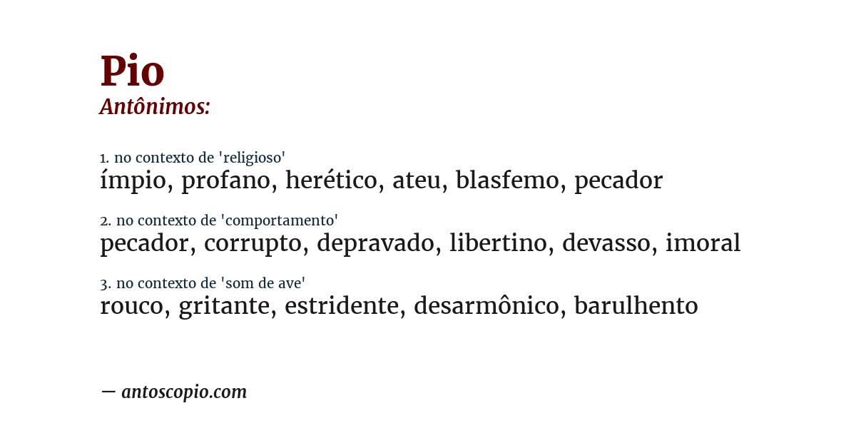 Antônimo de pio