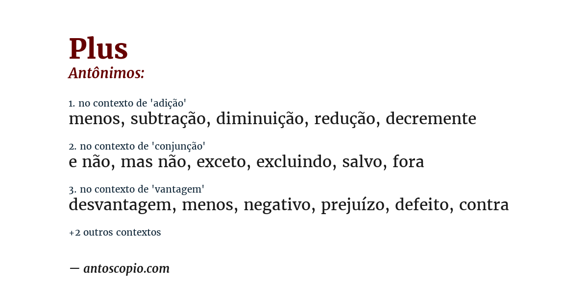 Antônimo de plus